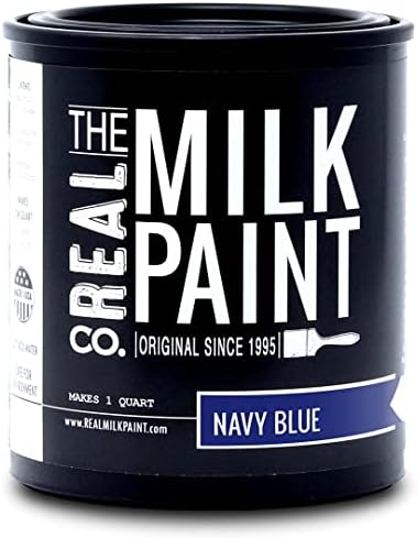 Real Milk Paint, Wood Paint for Furniture, Matte Paint for Cabinets, Walls, Brick, and Stone, Water Based Organic, No VOC, Navy Blue, 1 Quart