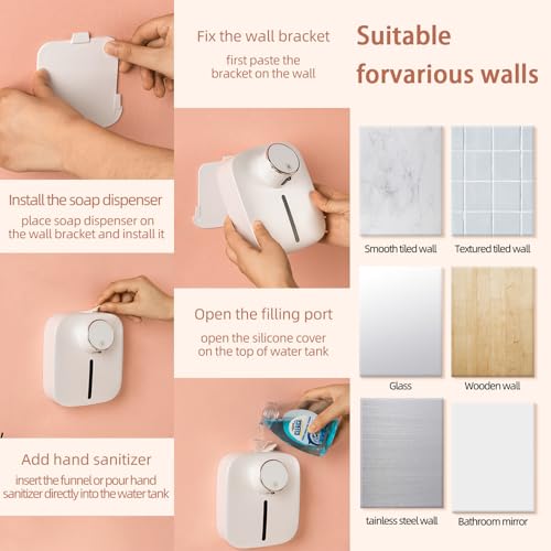 Image of Automatic Soap Dispenser Touchless,Soap Dispenser for Kitchen Sink,Foaming Soap Dispensers-Rechargeable, Adjustable Foam Volume with Digital Display & Temperature Monitoring (White)