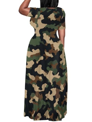 Image of SUZONANA Plus Size Dresses for Women Summer Casual Maxi Dress Short Sleeve Loose Vacation Dress