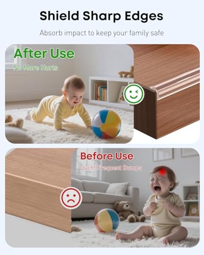 Image of Edge Protector Tape for Furniture - Clear Corner & Edge Guard - Baby Proofing Safety Strip for Table, Desk, Shelf - Self-Adhesive, Easy to Cut & Install, Shock Absorbing, Non-Toxic Material (1 Meter)