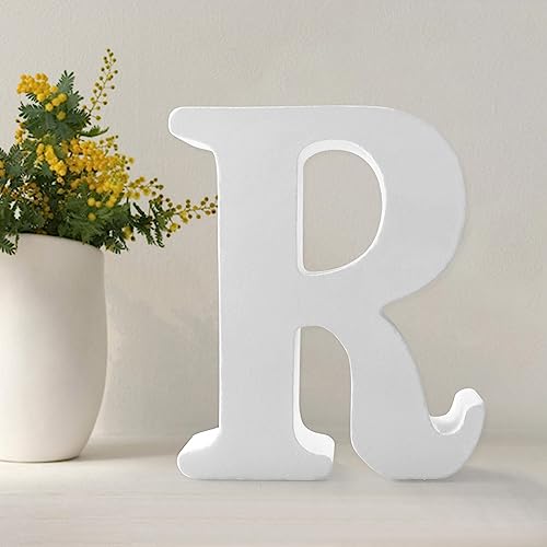 Wood Letters 4.3 Inch, White Unfinished Wood Letters for Graft, Wooden Letters for Wall Decor, Standing Letters for Bedroom, Home, Birthday, Party, DIY Graft (R)