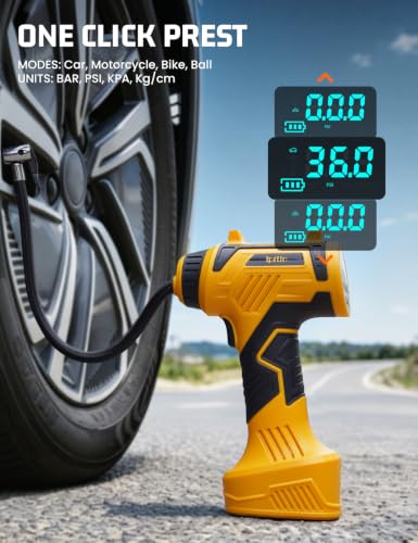 Image of 70% 0FF Tire Inflator Portable Air Compressor Built-in Battery, Dual Power | 3*3200 mAh & 12V DC, Auto Shut-Off, Digital Pressure Gauge, Faster Inflation Air Pump for Car Tires Motorcycle Bike Ball Gift