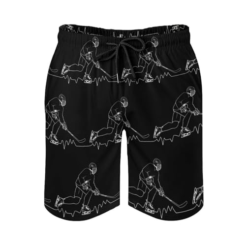 Heartbeat Ice Hockey Men's Swim Trunks Quick Dry Beach Shorts Board Shorts Bathing Suits with Pockets3