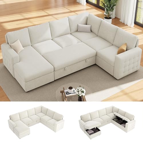 Dowiean 104" Sectional Sleeper Sofa Bed, Pull Out Couch with