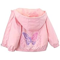 SXSHUN Kinder Übergangsjacke Mädchen Baby Jacke mit Kapuze Dünn Windjacke mit Schmetterlingsmuster Outdoor Kinderjacke, Rosa, 98