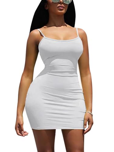 Image of Nimsruc Women Sexy Bodycon Mini Dress Summer Short Backless Spaghetti Strap Dresses