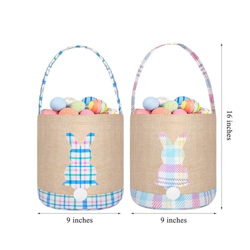 Image of Easter Bunny Basket Canvas Easter Egg Hunts Decorations Storage Reusable Grocery Candy Bag Gifts
