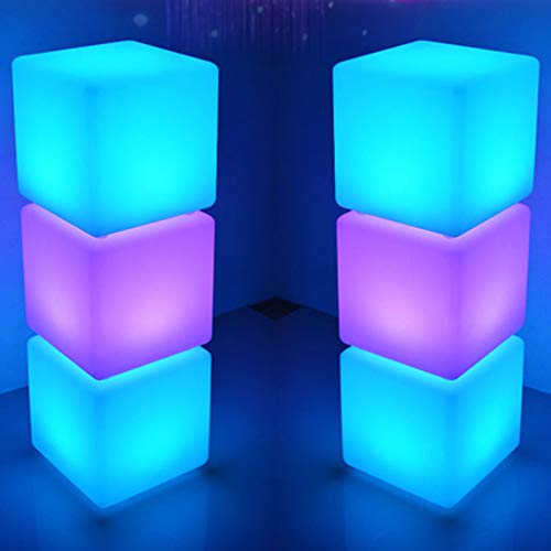Tabouret de siège lumineux LED cube et cube d'éclairage intérieur multicolore - 4