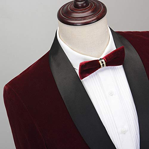Men's 2 Pieces Slim Fit Tuxedo Velvet Blazer Party One Button Stylish Dinner Jacket & Pants Suit3