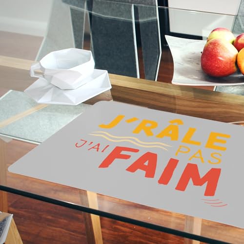 Sets de table napperons gris dessous en liège souple expression humour lot de 4 - 6