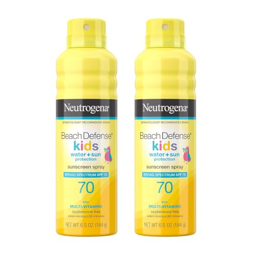 Neutrogena Beach Defense Kids Sunscreen Spray SPF 70 Water-Resistant Spray Sunscreen Broad Spectrum Protection Oxybenzone-Free & Fast-Drying Beach Vacation Essential 6.5 oz Pack of 2
