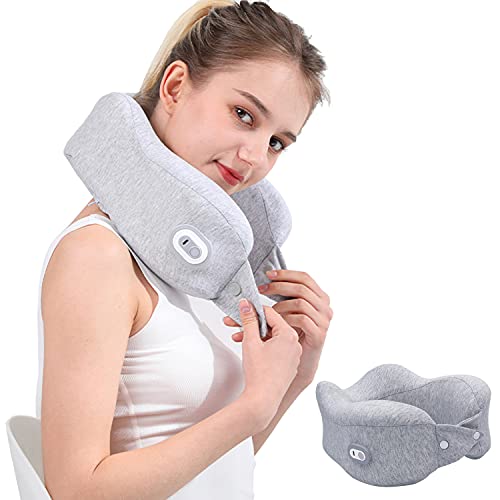 HZC - Ergonomisches Kissen 100% Reiner Memory-Schaum Nackenkissen Vibration Massage Kabelloses Reisekissen mit waschbarem Nackenkissen