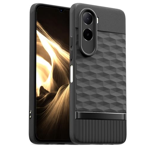 Image of Pikkme Back Cover for Mi Redmi A7 Pro /Poco C85x 5G Camera Protection 3D Hexa Cube Design Silicone Protective Bumper Case (Black)