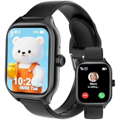 Smartwatch Kinder, 36 Spiele Musik Smart Watch Kids mit Touchscreen Schrittzähler Kamera Wecker Hörbuch Stoppuhr Rekorder Rechner Kinderuhr Telefonieren für 4-12 Jahre Jungen Mädchen (Schwarz)
