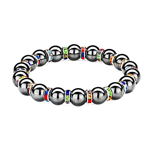Pulsera magnética de hematita, pulsera magnética completa, 8/10 mm, alivia el dolor en las articulaciones, elimina la electricidad estática, mejora el sueño (Color, 10MM) Cover