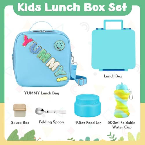 Image of Bento Lunch Box with Soup Thermo for Kids Lunch Bag, Blue