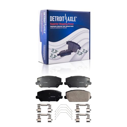 Image of Detroit Axle - 8pc Brake Kit for Hyundai 2019-2022 Veloster N 12.99 inch inch | Front and 11.81 inch inch Rear Drilled and Slotted Disc Brake Rotors Ceramic Brake Pads 2020 2021 Replacement