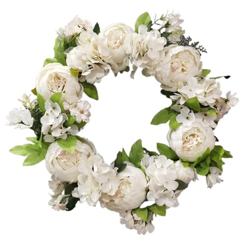 Flower Wreath, Spring Wreaths for Front Door 16'' Artificial Peony Wreath Flower Wreath Decorative Flower Wreath Living Room Wreath for Wedding Anniversary Decor
