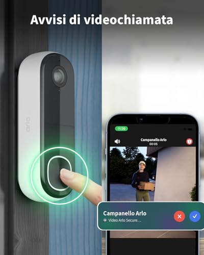 Arlo Videocitofono HD wireless & telecamera 2K da interno – Sicurezza Smart Home per famiglia e animali, visione notturna, rilevamento movimenti, audio bidirezionale, compatibile Alexa - Immagine 5
