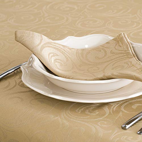 BGEUROPE Mantel DE Lujo - Beige Anti-Stain Tratamiento - Grande - Ref, Lyon, Beige, 6 Napkins 18 x 18 (45 x 45cm)