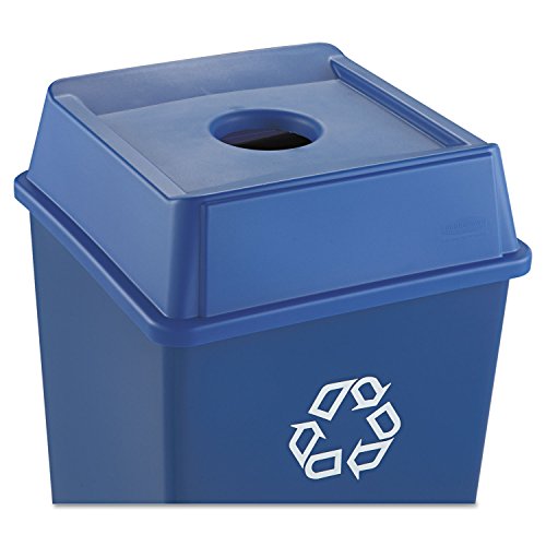 Image of Rubbermaid Commercial Products Untouchable Square Bottle /Can Recycling Lid for 35G & 50G Containers, Blue Recycling