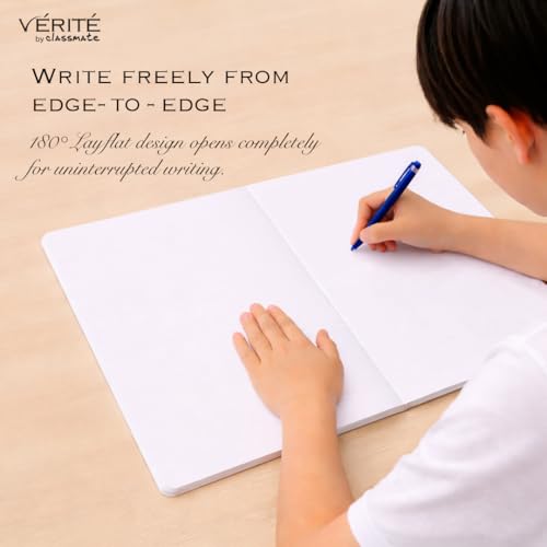 Image of Lay Flat Binding Longbook - Verite by Classmate Ideal for School Students, Persian Green Color, A4 Size, Unruled, Thick Premium 140 Pages with Low Ink Bleed for Smooth Writing Experience