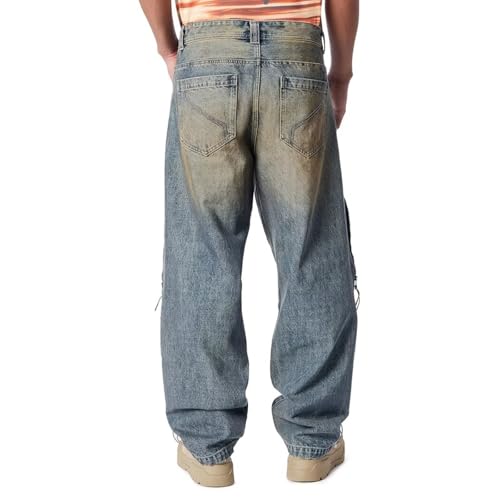 Men's Baggy Parachute Jean with Venting Side Seams Standard Wide Leg Denim Pants Fit Trousers Casual Loose Streetwear4