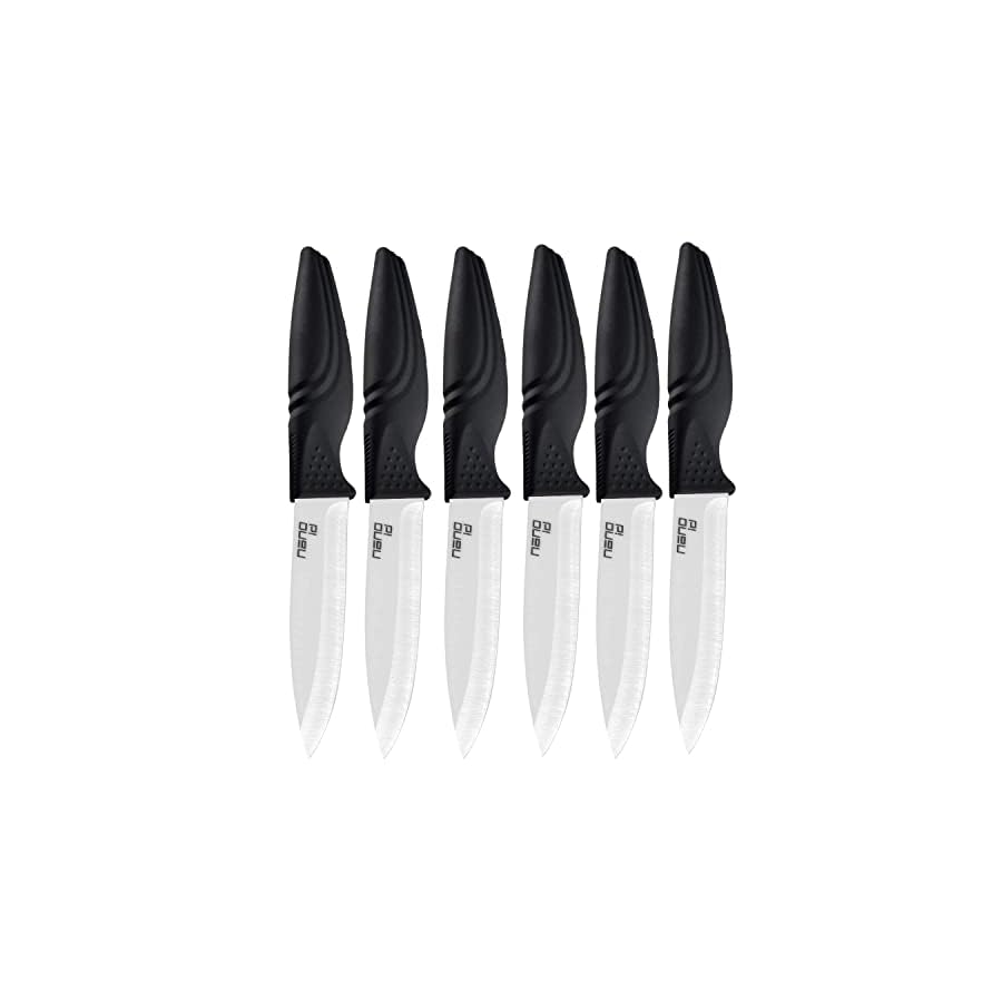 Steak Knives set of 6, Nano ID Ceramic Stake Knife Sharp Ceramic Knife Perfect Festival Present (black)