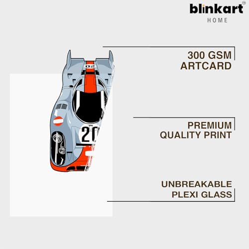 Image of BLINKART Ford Mustang GT Le Mans CarFramed Posters Gift Items Boys Room Wall Decoration Bedroom Office Studio Synthetic Wood Frame & Acrylic Glass Ready to Hang - 18x12 Inch, (A4 Size) - CAR-006