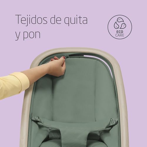 Maxi-Cosi Kori, Hamaca Bebé 2 en 1 con arco de juegos, 0-2 años, máx.15 kg, Balancín bebé, 3 posiciones de reclinación una sola mano, Ligera y compacta, Arnés Easy-in, Eco Care, color Beyond Green