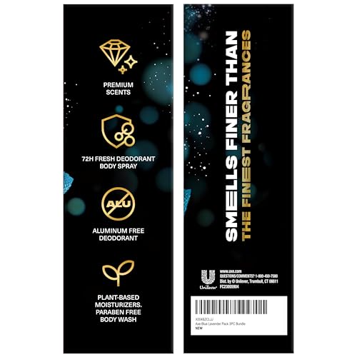 AXE Blue Lavender Gift Set for Men – Men’s Body Wash, Body Spray & Deodorant, Fine Fragrances Collection, Mint & Amber (3 Piece Set)