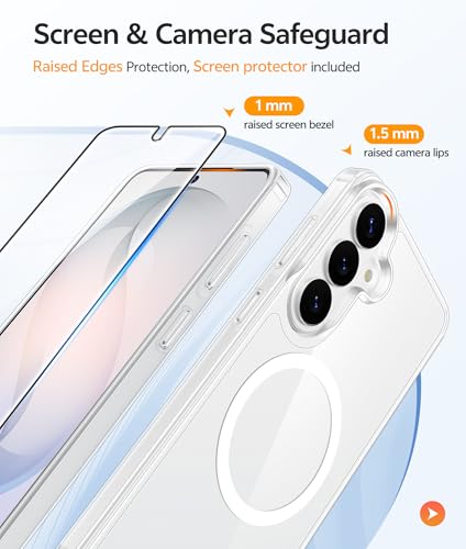 Image of FNTCASE for Samsung Galaxy S26 Case: [Fit for Magsafe] [Screen Protector] Anti Yellowing Transparent Clear Military Grade - Shockproof Protective Phone Cover for Samsung S 26 - Clear