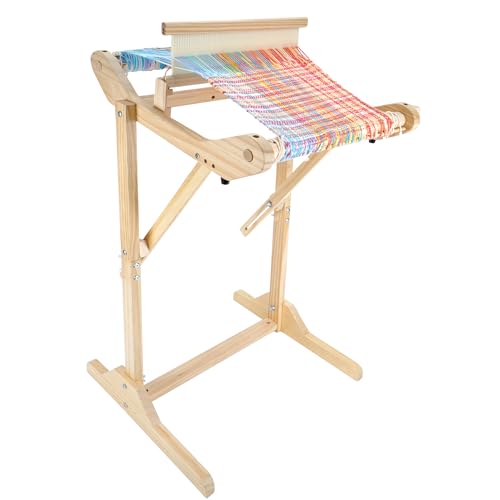 PURCOULEUR 16 Inches Rigid Heddle Loom with Holder Wooden Weaving Loom for Adults Multi-Craft Frame Loom for Beginners Threads Warping Frame with Peg Yarn Stand Heddle Shed Stick Weaving Loom Kit