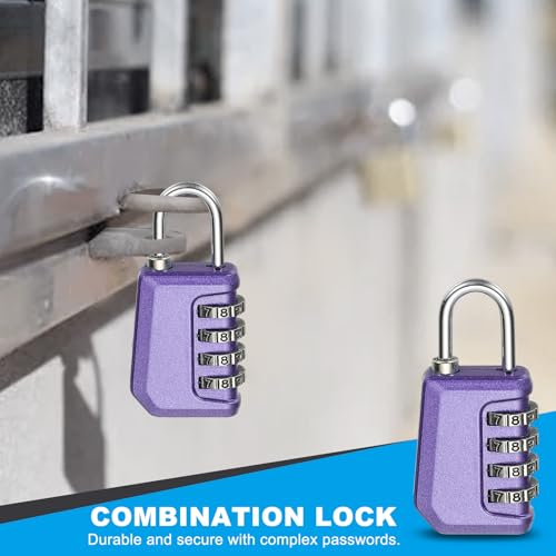 Image of MECCANIXITY Combination Lock, 4 Digit Padlock Combination Outdoor Waterproof Locker Lock for Gym Luggage Home Sports Hasp Storage, Pearl Purple Pack of 1
