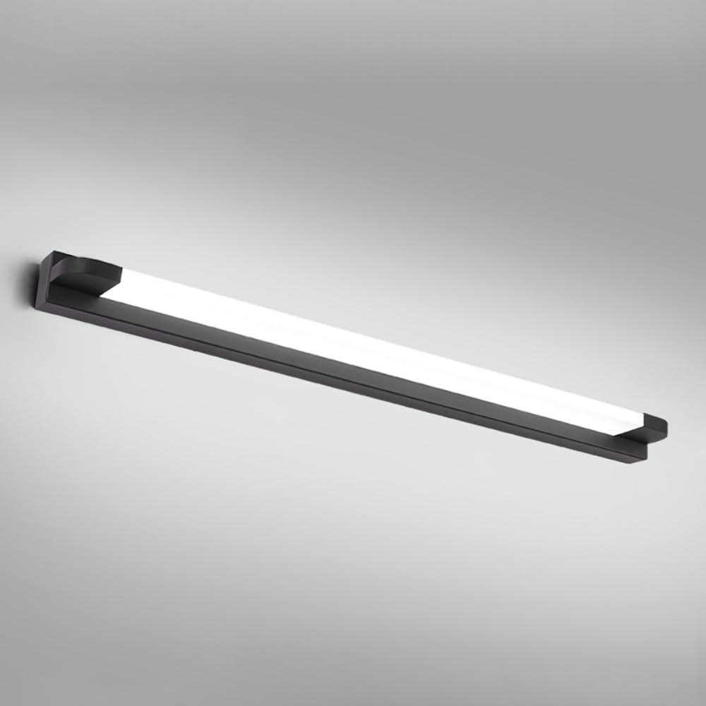 Lampada Specchio Moderna Lunga, Applique Bagno LED Luce per Specchio Orizzontale per Trucco e Rasatura(Black(3000K),46cm/18.11in)