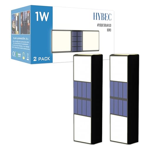 HYBEC - Aplique Extérieur Murale Led Solaire, Spot LED pour extérieur et jardin, Lot de 2 lampes...