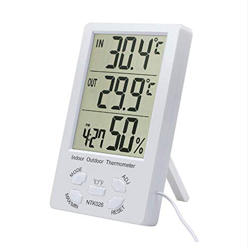 2 in 1 Digitales LCD-Thermometer Hygrometer Elektronisches Temperatur-Feuchtigkeitsmessgerät Wetterstation Innen-Außenalarm Min. / Max.