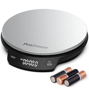 Pro Breeze Digitale Keukenweegschaal – Roestvrijstalen Precisie-Weegschaal – Nauwkeurige Weegschaal – Keukenweegschaal voor Koken en Bakken – Weegschaal Keuken in g/ml/fl oz/lb oz