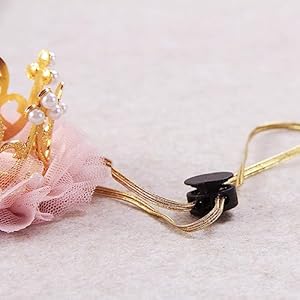 Nishine GoldSilver Crown Headband for Dog Cat Pink Tulle Mesh Crown Tiara Pet Crown Hairband Hat Party Costume PearlGold