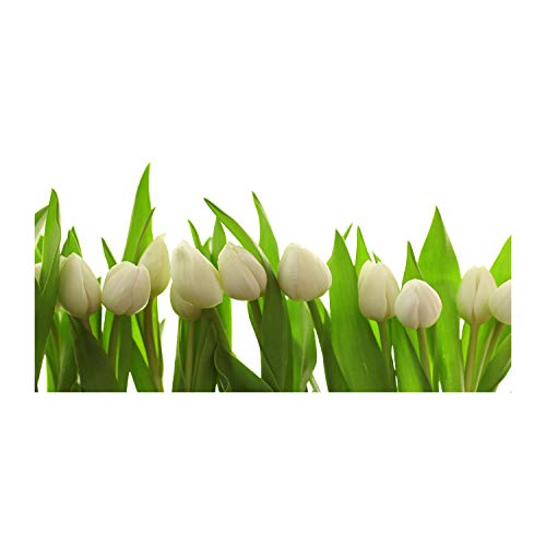 Tableau sur toile pour raviver un mur blanc décoration florale tulipes 100x50 cm