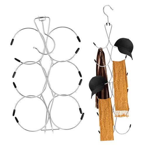 TINEASUR Appendino Versatile Per Cappelli Cinture 2 Pezzi Organizer Per Sciarpe Robusta Struttura in Metallo Per Lorganizzazione Dellarmadio