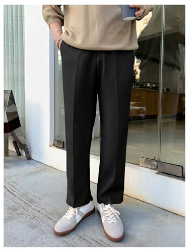 GORGLITTER Men's Dress Pants Straight Leg Pleated Office Slacks Business Casual Pants4