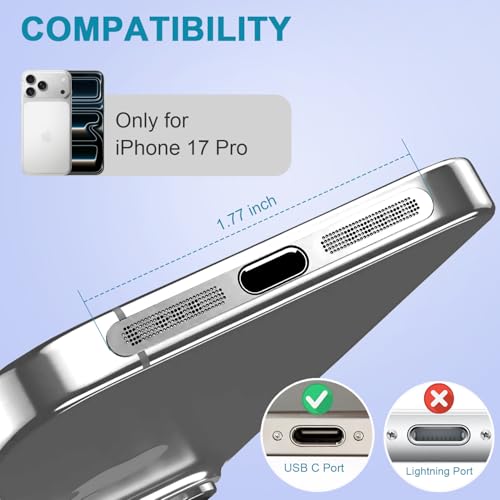 Image of USB C Dust Plug,USB C Port Cover Type C Charging Port Plug Cover Speaker Dust Cover, Accessories for iPhone 17, 17 Pro (Silver, for iPhone 17 Pro)