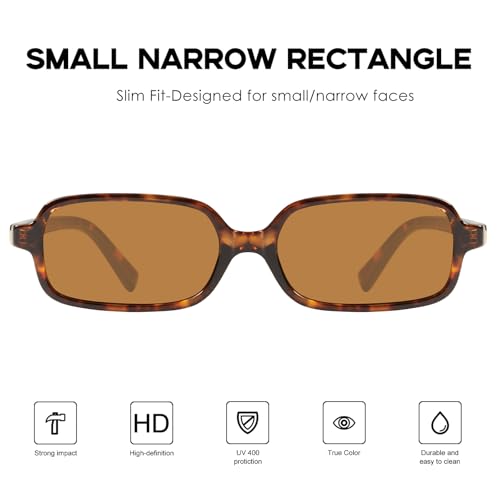 mosanana Small Narrow Rectangle Sunglasses for Women Trendy Retro 90s Style MS524792
