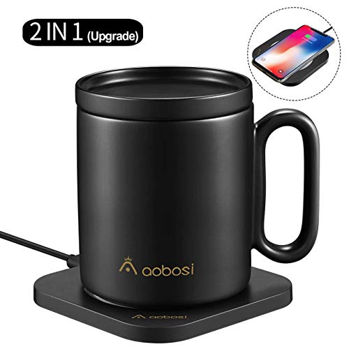 AAOBOSI Mug Warmer, Coffee Mug Warmer with Wireless Charger (2 in 1), Wireless