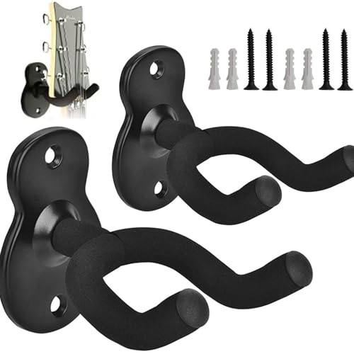 ZMFeng Guitar Wall Mount 2 Pack Guitar Hangers Guitar Holder Hook Stand Wall Fits All Size Guitars