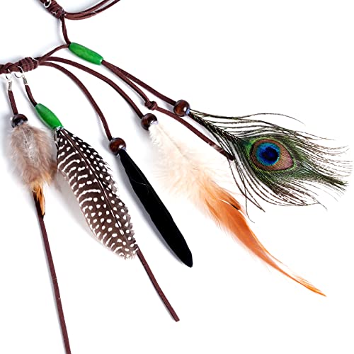 Obmwang Indian Feather Headband Boho Feather Headbands Festival Costumes Head Dress With Feathers For Women And Girls thumb #2