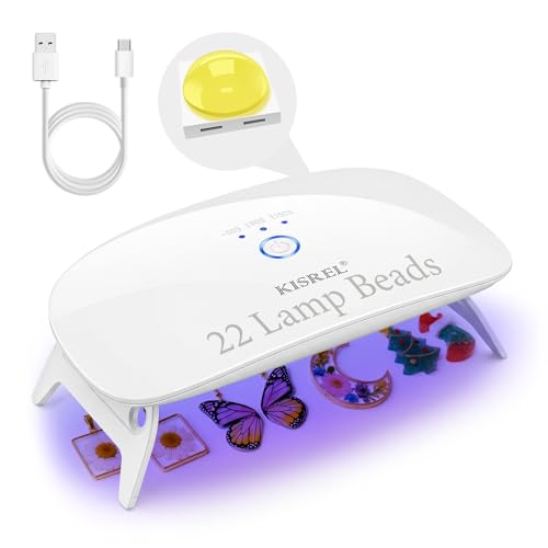KISREL Upgraded UV Light for Resin Large Size Portable Plug-in UV Resin Light with 22 LED Beads Fast Curing & Portable UV Lamp Jewelry Making Supplies for Resina Molds DIY Craft Decor