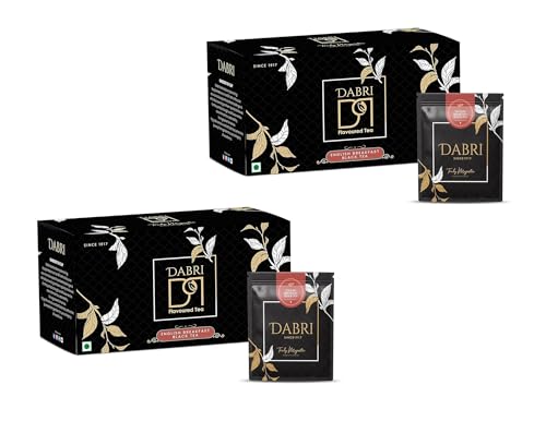 Image of DABRI English Breakfast Premium Black Tea 50 Dip Teabags|Pack of 2 x 25 Bags Each|Double Chamber Bags|Authentic Assam & Darjeeling Blend|Helps to Reducing Cravings|Ideal for Morning & Evening Brews