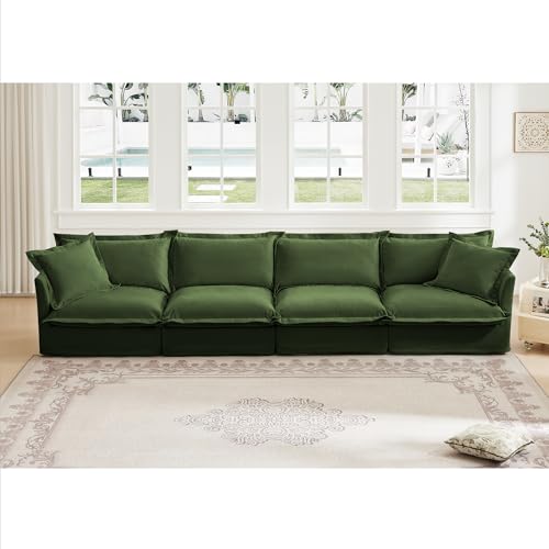 Slipcovered Long Sofa, 4 Seater Sofa with Removable Cover, Extra
